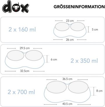 DDOXX Futternapf Doppel-Fressnapf rutschfest Hunde & Katzen, Blau 2 X 700 Ml