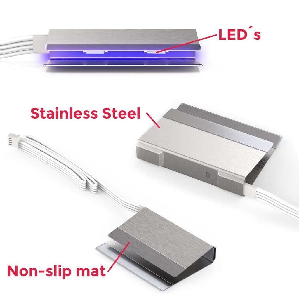 B.K.Licht Dekolicht LED Glasbodenbeleuchtung 4er Set LED Clips - BKL1111, Dimmfunktion, LED fest integriert, Farbwechsler, Vitrinenbeleuchtung Schrankbeleuchtun – Bild 5 von 5