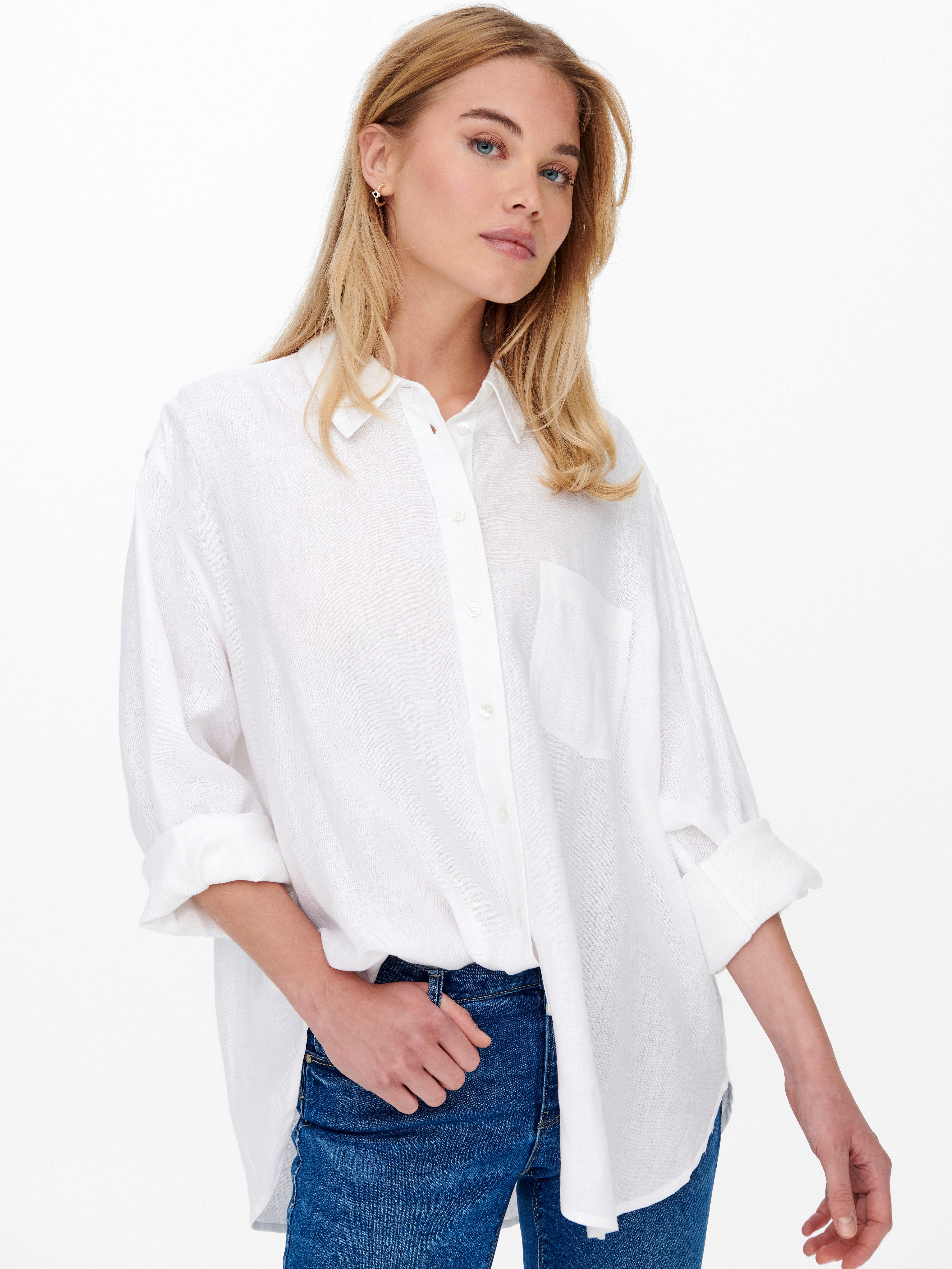 ONLY Longbluse ONLTOKYO L/S LINEN BLEND SHIRT mit Leinen günstig online kaufen