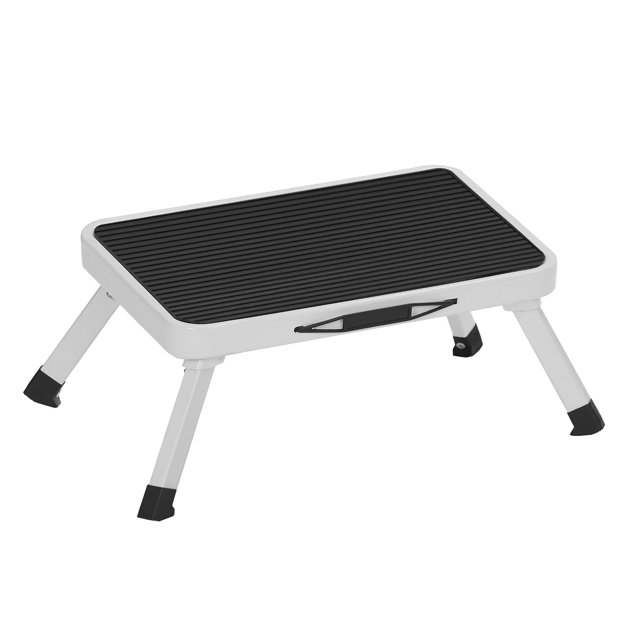 SONGMICS Trittleiter Tritthocker (Klapptritt, einstufige Leiter aus Stahl, rutschfeste Trittfläche), bis zu 150 kg belastbar, Размер ausgeklappt 32 x 44 x 17,5 cm
