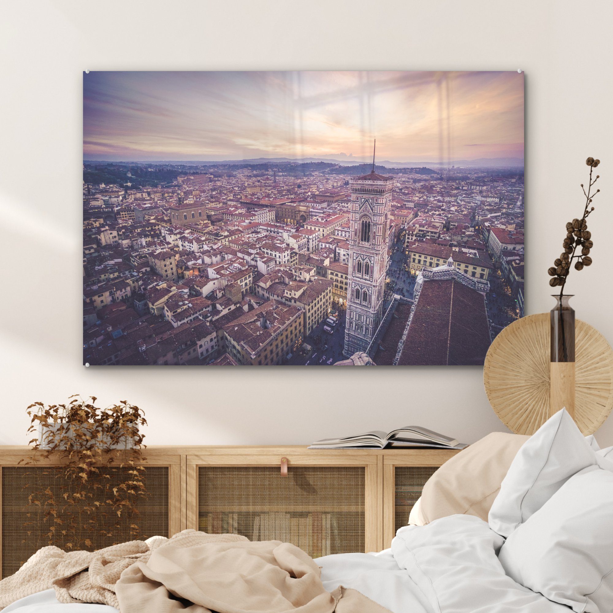 Schlafzimmer Italien MuchoWow Wohnzimmer Acrylglasbilder St), Acrylglasbild Florenz, & - (1 Himmel -