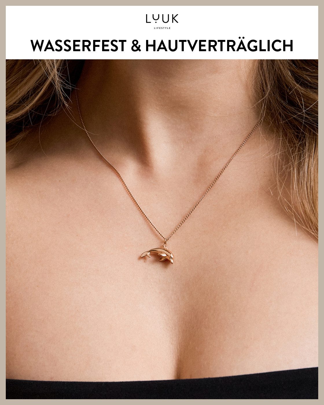 LUUK LIFESTYLE Kette mit Anhänger Delfin, wasserfeste Edelstahl Halskette günstig online kaufen