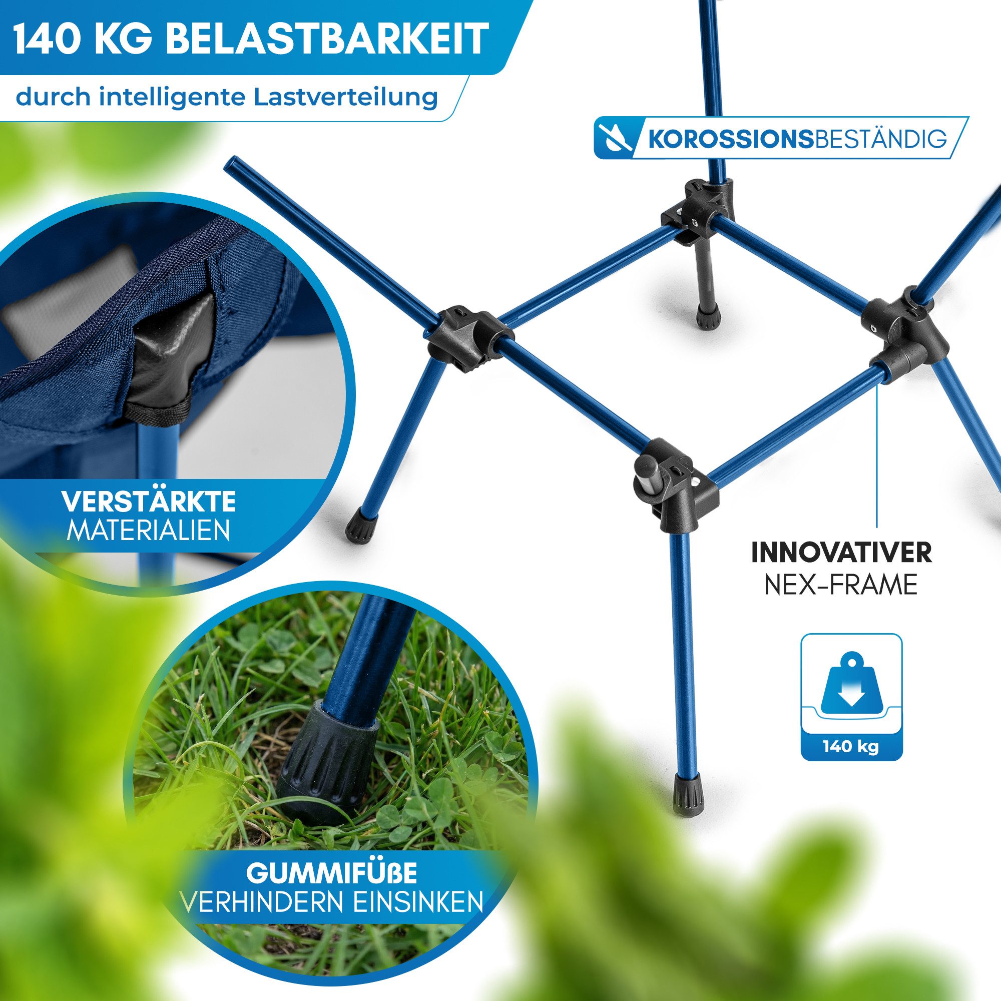 Nordmut Campingstuhl faltbar ultraleicht, klappbar leicht, Camping Outdoor, Angeln (Spar-Set, 1 St), kleines Packmaß, 140 kg belastbar, Aluminium, bequem, Trekk – Bild 4 von 5