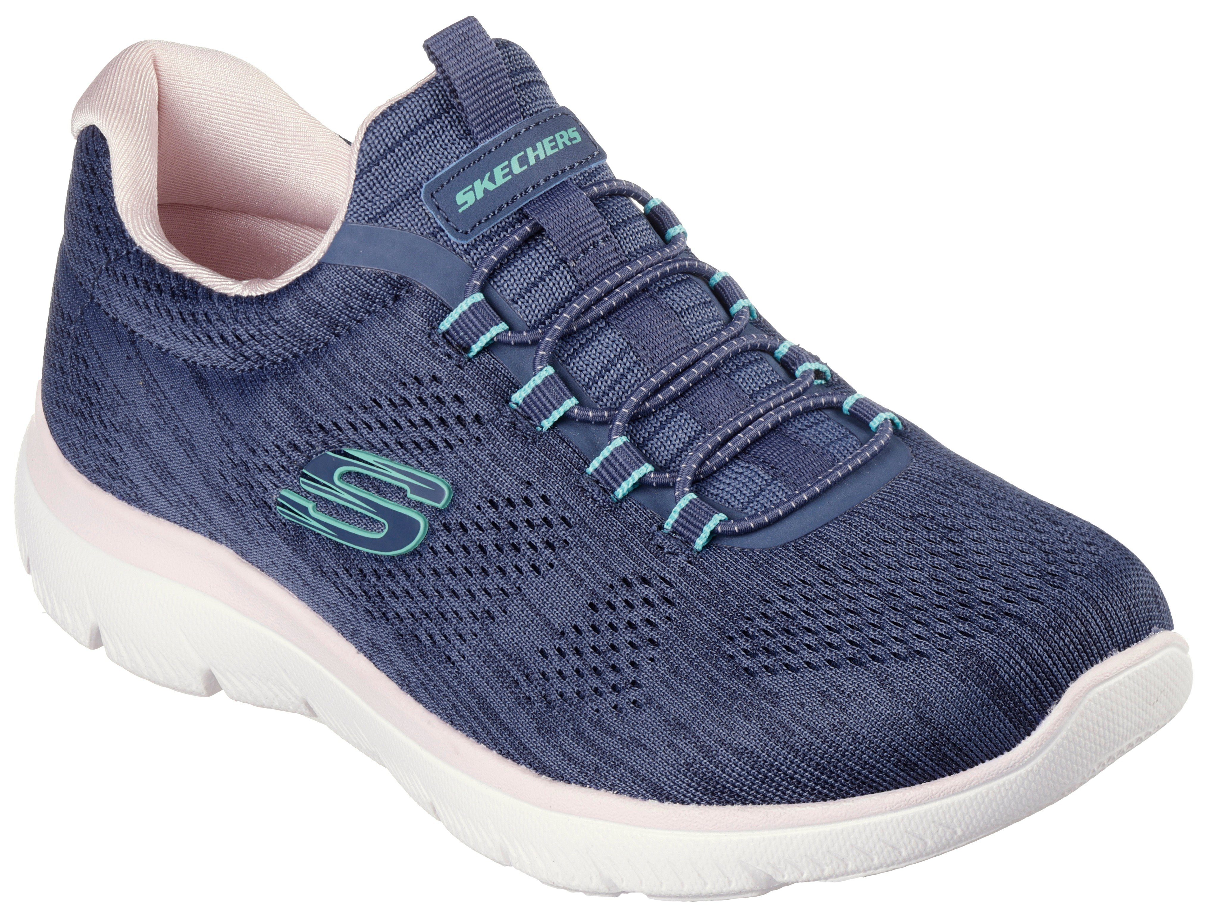 Skechers SUMMITS-FUN FLARE Slip-On Sneaker in veganer Verarbeitung navy-rosa