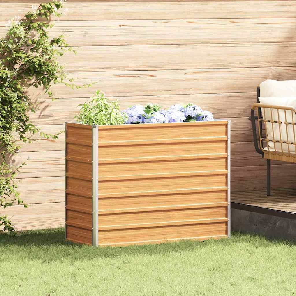 furnicato Hochbeet Verzinktes Stahl-100 x 40 x 77 cm Hellbraun