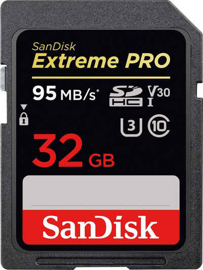 Sandisk »SDHC Extreme Pro 32GB, Video Speed Class V30, UHS Sp. Cl. U3, UHS-I, 95MB/s« Speicherkarte (32 GB, Video Speed Class 30 (V30), 95 MB/s Lesegeschwindigkeit)