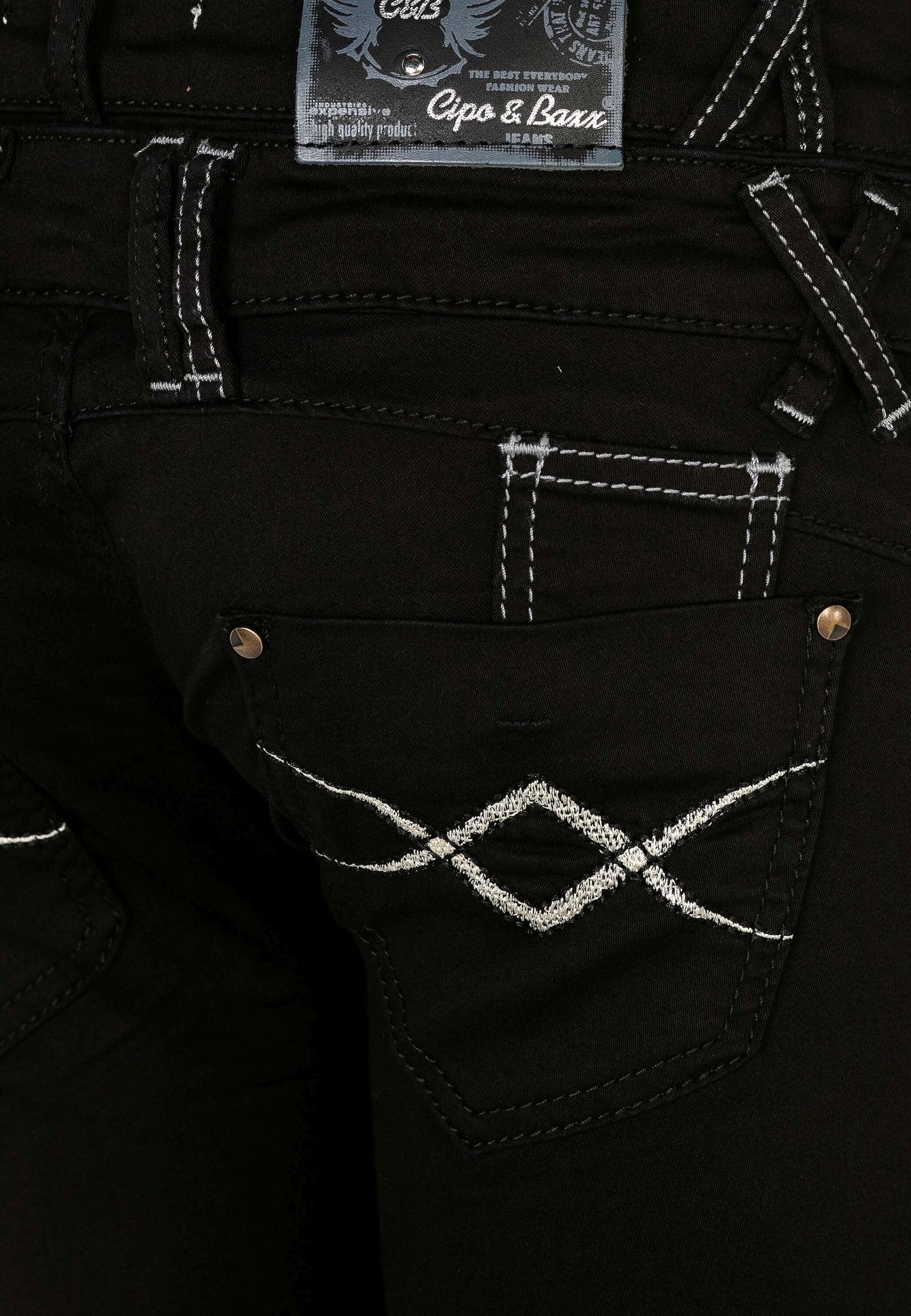 Cipo & Baxx Slim-fit-Jeans Jeans mit doppeltem Bund, WD228