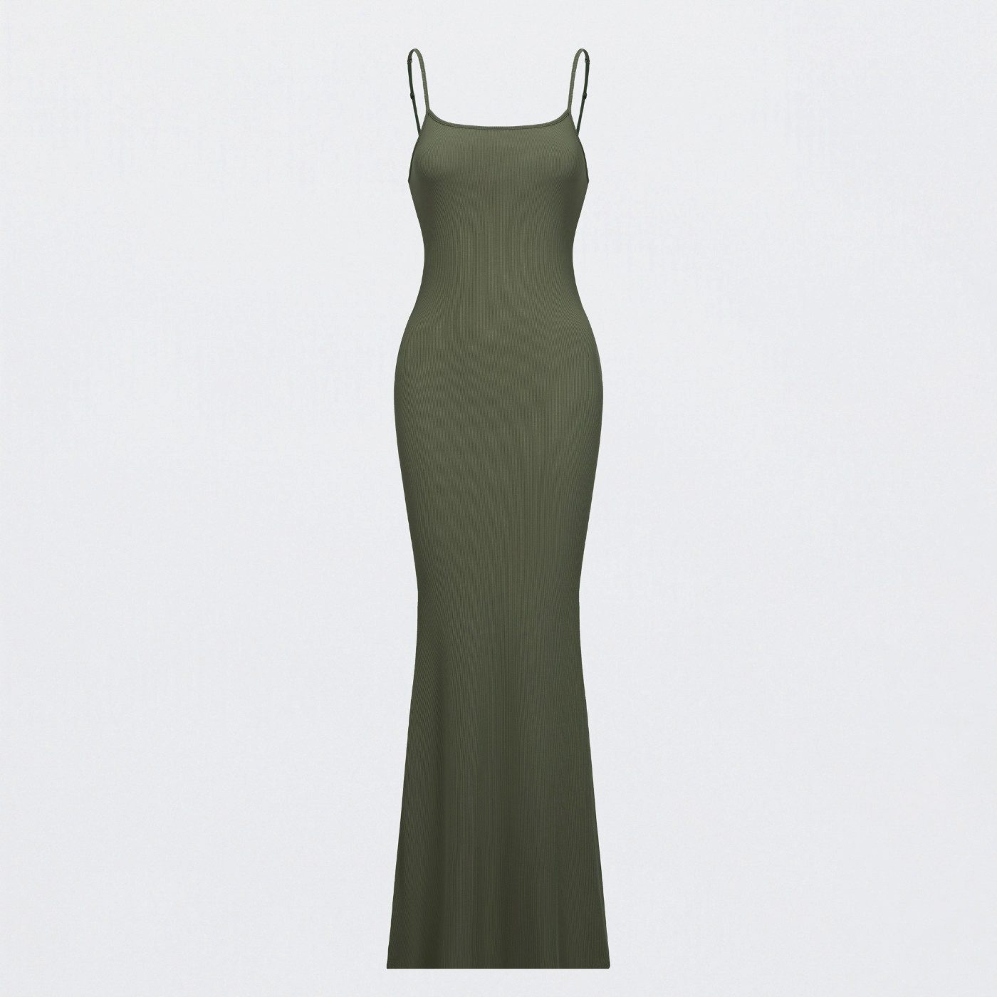 Creamy Fabrics Jerseykleid Ribbed Cami Maxikleid-Army Green-L (1-tlg) günstig online kaufen