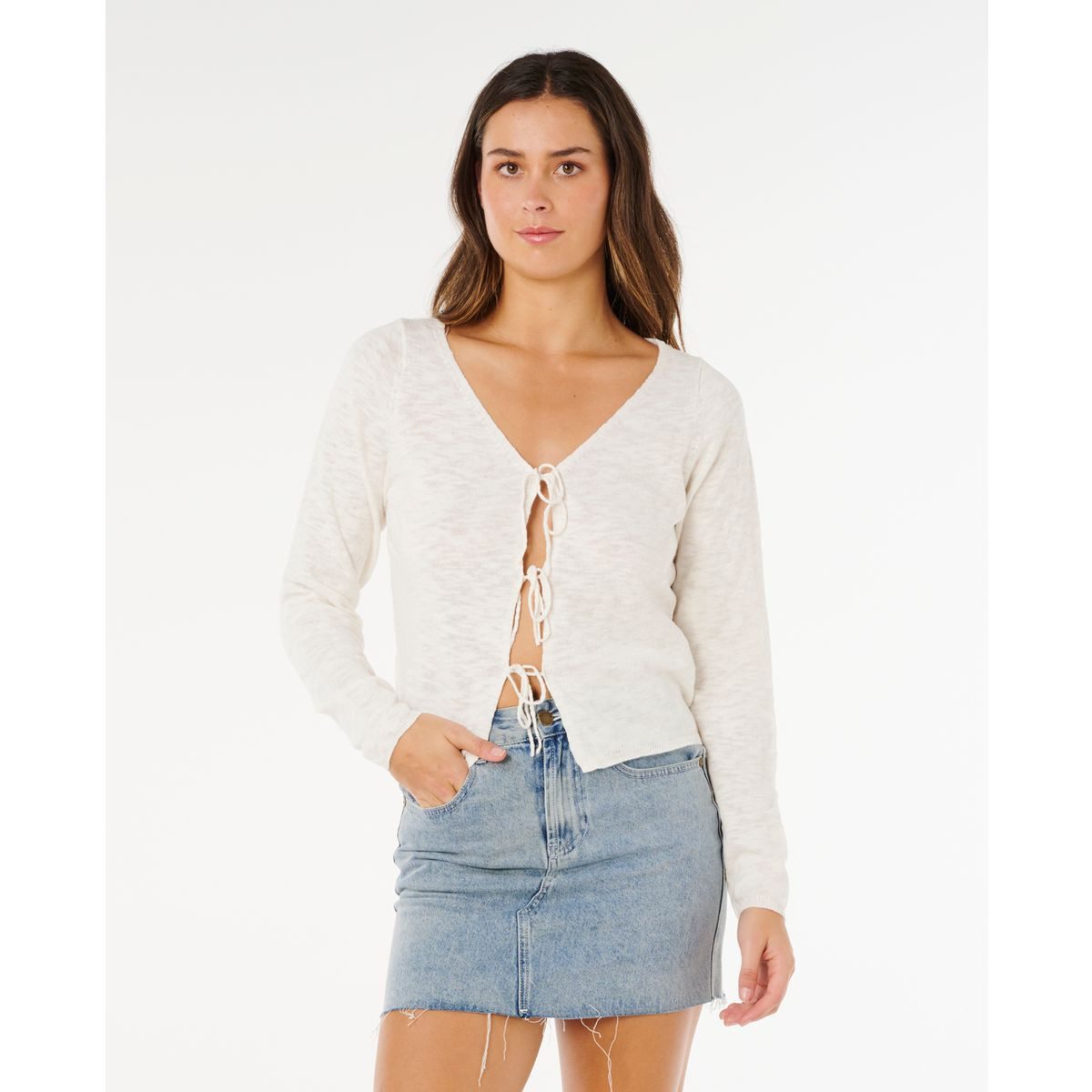 Rip Curl Outdoorbluse Pacific Knit Cardi Stilvolle Strickjacke mit funktionalem Kordelzug und surftauglichem