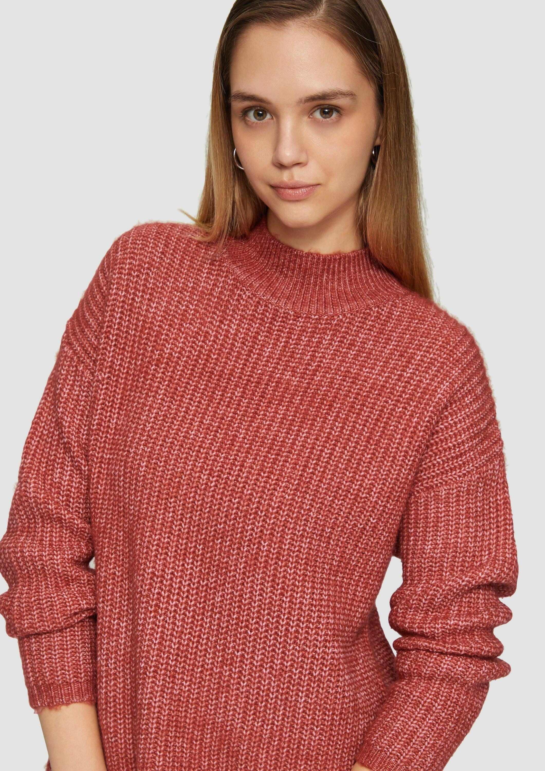 QS Longpullover Strickpullover Weicher Strickpullover mit Rippstruktur