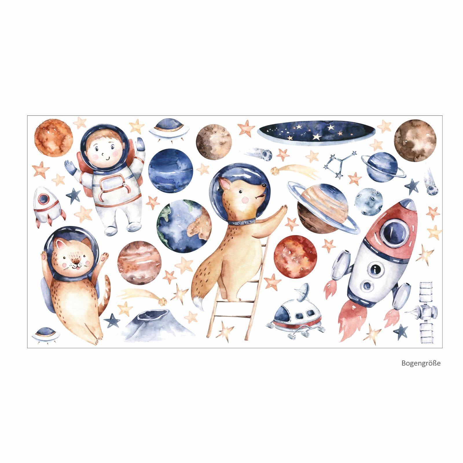 nikima Wandtattoo 226 Wandtattoo Weltall Astronaut -Размер 750 x 420 mm (PVC-Folie), In 6 vers. Größen
