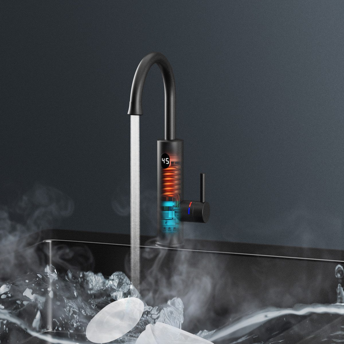 Oihpaw Küchenarmatur mit integriertem Durchlauferhitzer Wasserhahn günstig online kaufen
