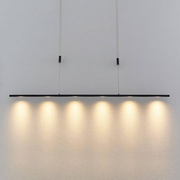 Lucande LED-Hängeleuchte Stakato, dimmbar, LED-Leuchtmittel fest verbaut, warmweiß, Modern, Stahl, Aluminium, Schwarz matt, 6 flammig, inkl.