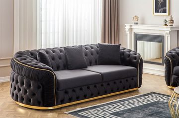 Möbel-Lux Wohnlandschaft Elite, 3 Teile, Chesterfield