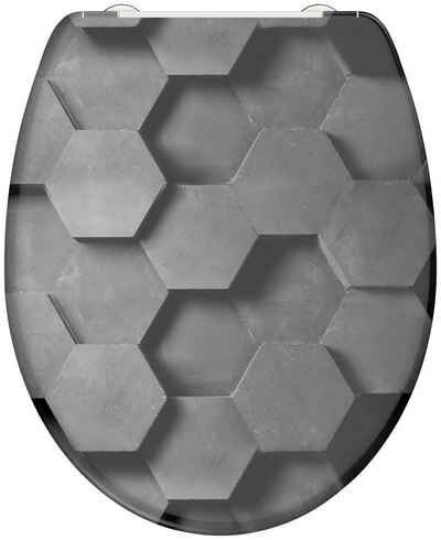 Schütte WC-Sitz »Grey Hexagons«, mit Absenkautomatik