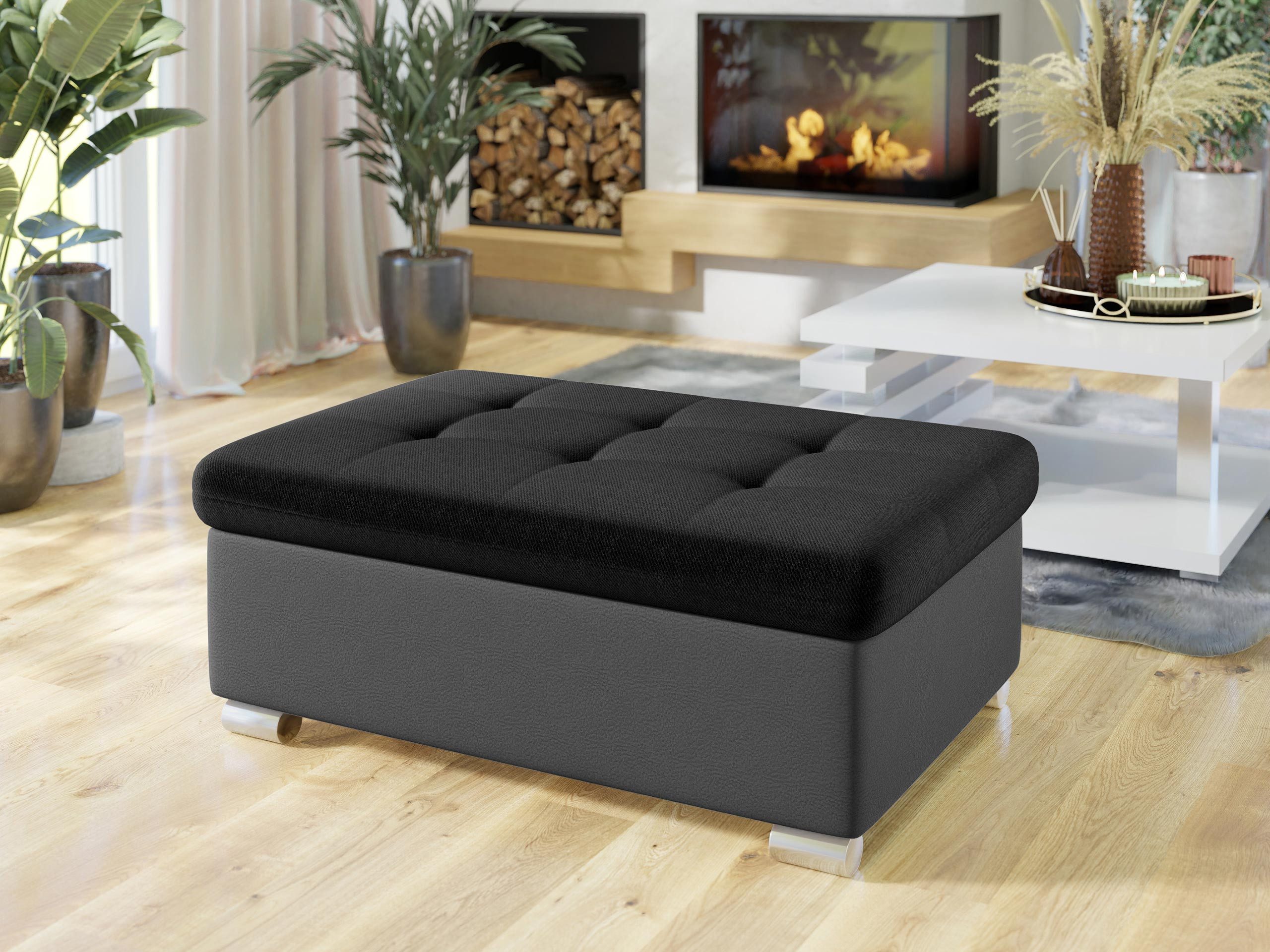 MIRJAN24 Polsterhocker Niko Groß, Silber Füße, günstig online kaufen