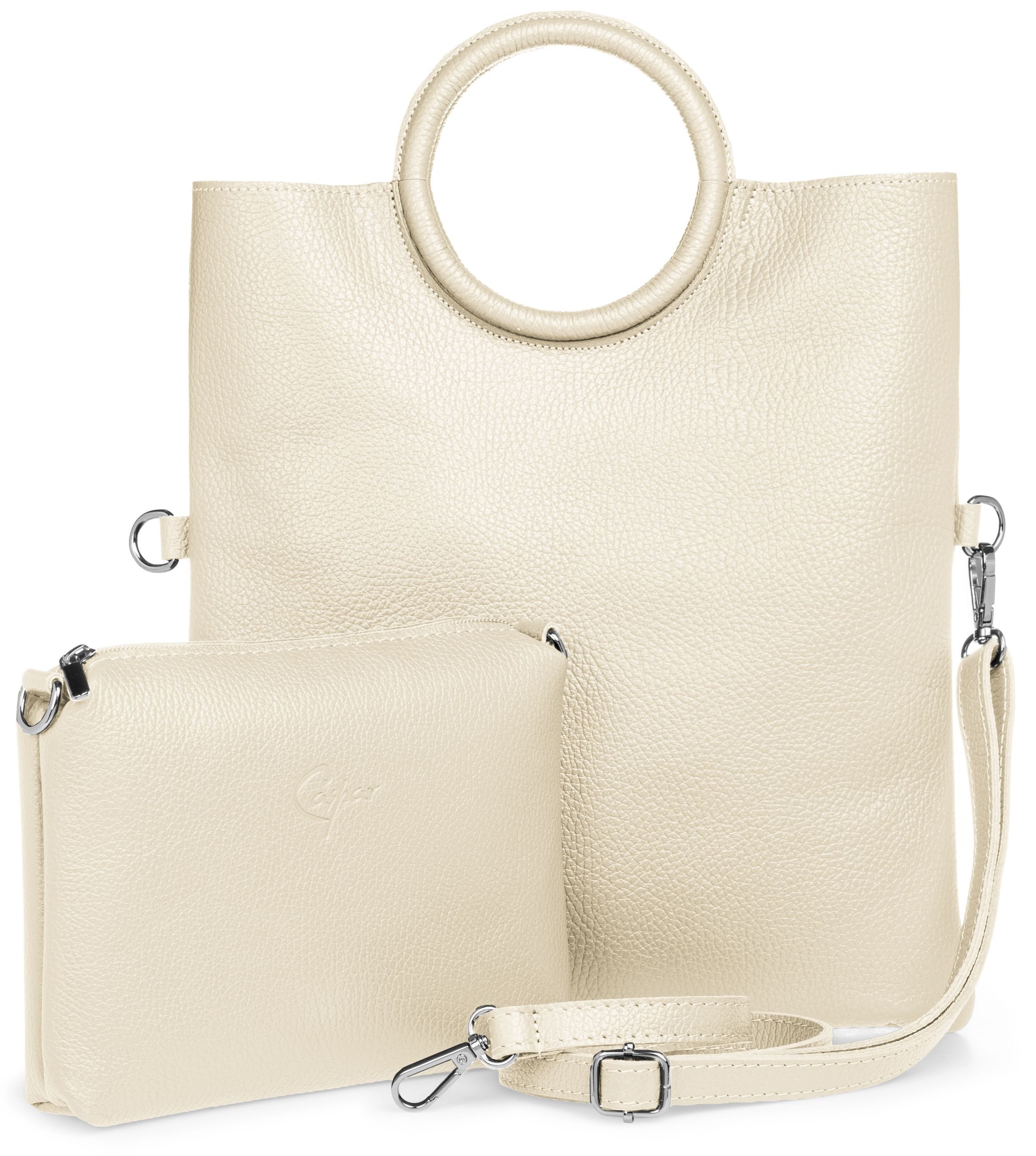 Umhängetasche 2in1 leder Set Handtasche Crossbody Bag - CLASSIC LINE - Modell No.836