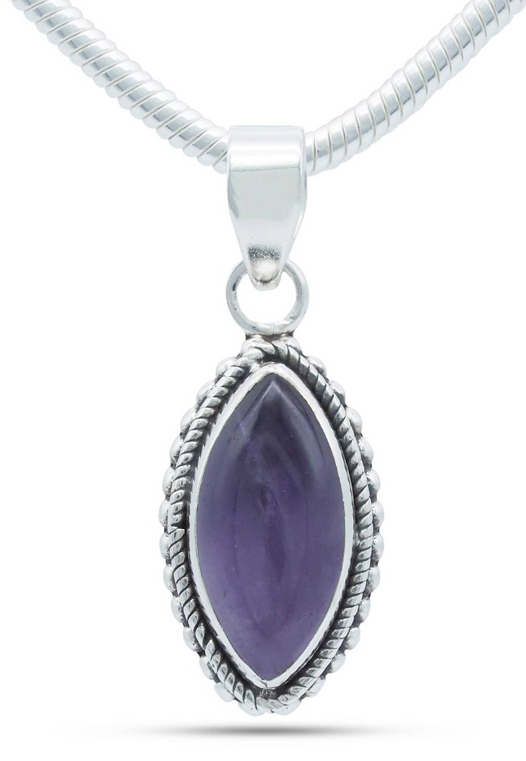 mantraroma Kette mit Anhänger 925er SilbermitAmethyst