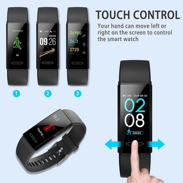 MicLee Smartwatch (1,14 Zoll, Android iOS), Pulsmesser Fitness Tracker Wasserdicht IP68 Aktivitätstracker Sportuhr