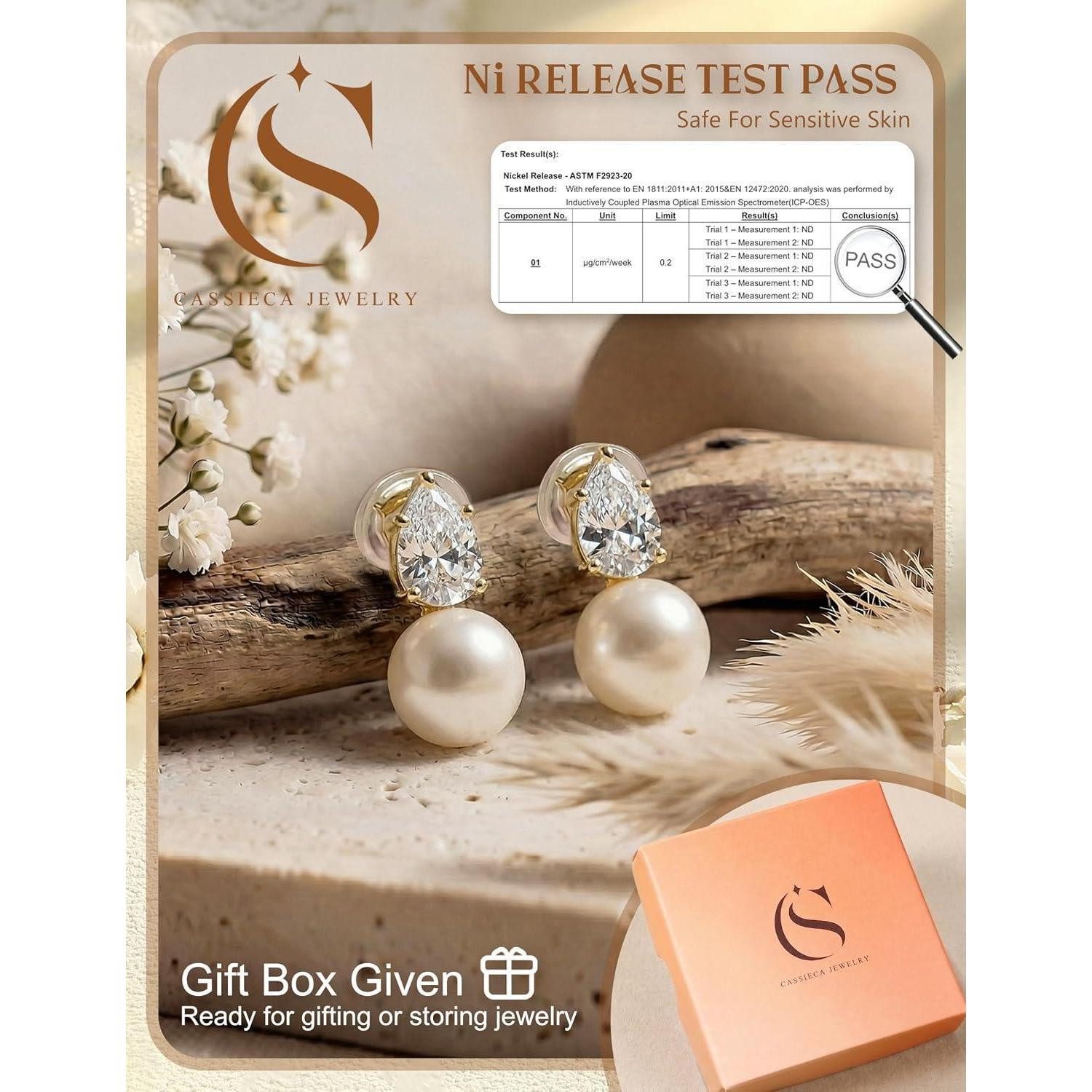 LuxusKollektion Ohrclip-Set Ohrclips Damen Gold Perlen Zirkonia ohne Ohrlöcher – Bild 4 von 5