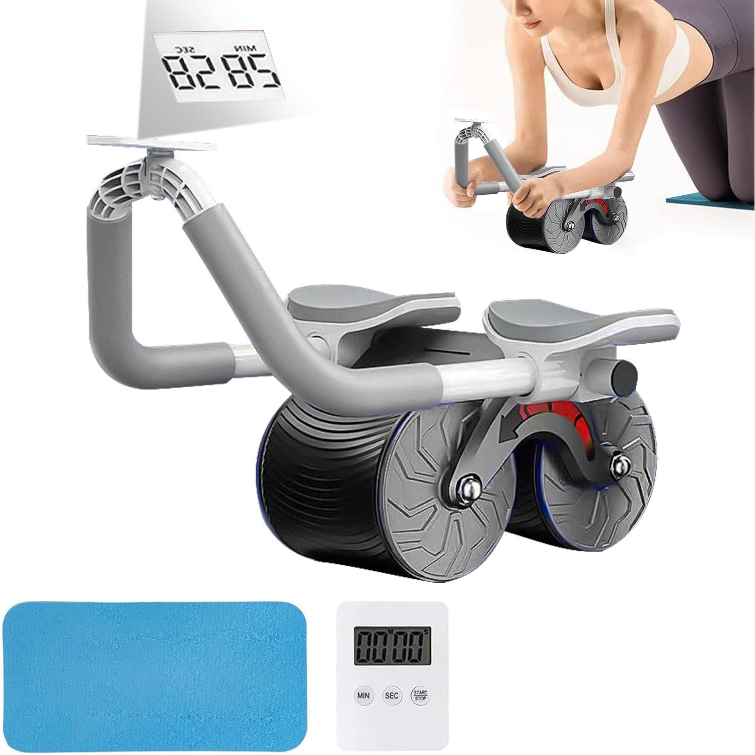 AB-Roller Automatische Rebound-Bauchrolle,Fitness Ab Roller mit Zeitmessung