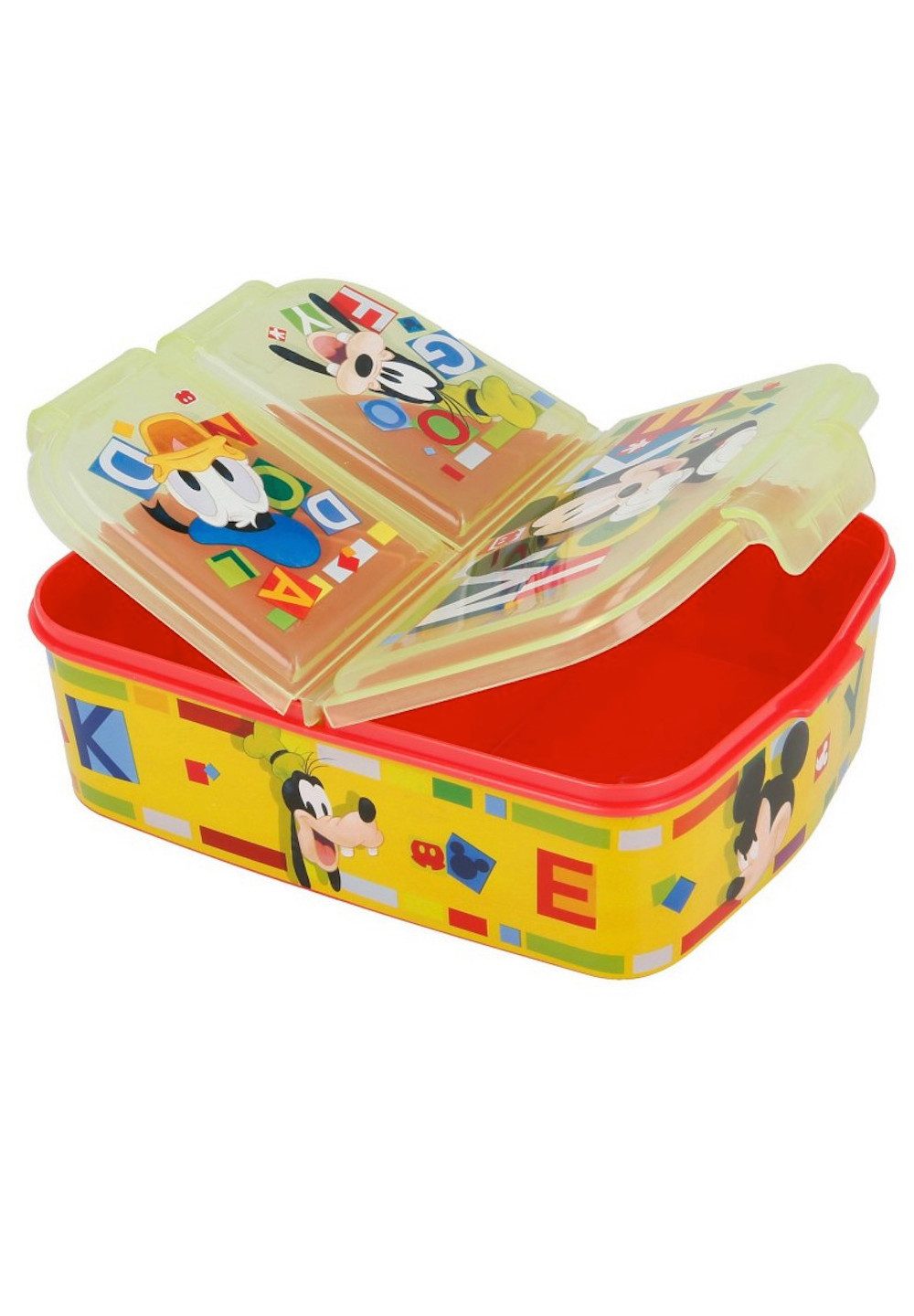 Disney Mickey Mouse Lunchbox Brotdose Mickey Mouse, Vesperdose mit 3 Fächern, BPA-frei