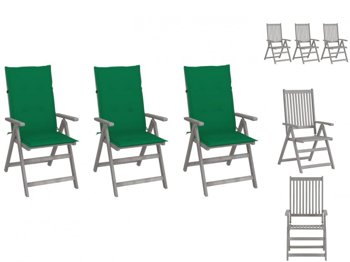Stk Gartenstühle Auflagen Holz Akazie Massivholz mit Verstellbare Gartenstuhl 3 vidaXL