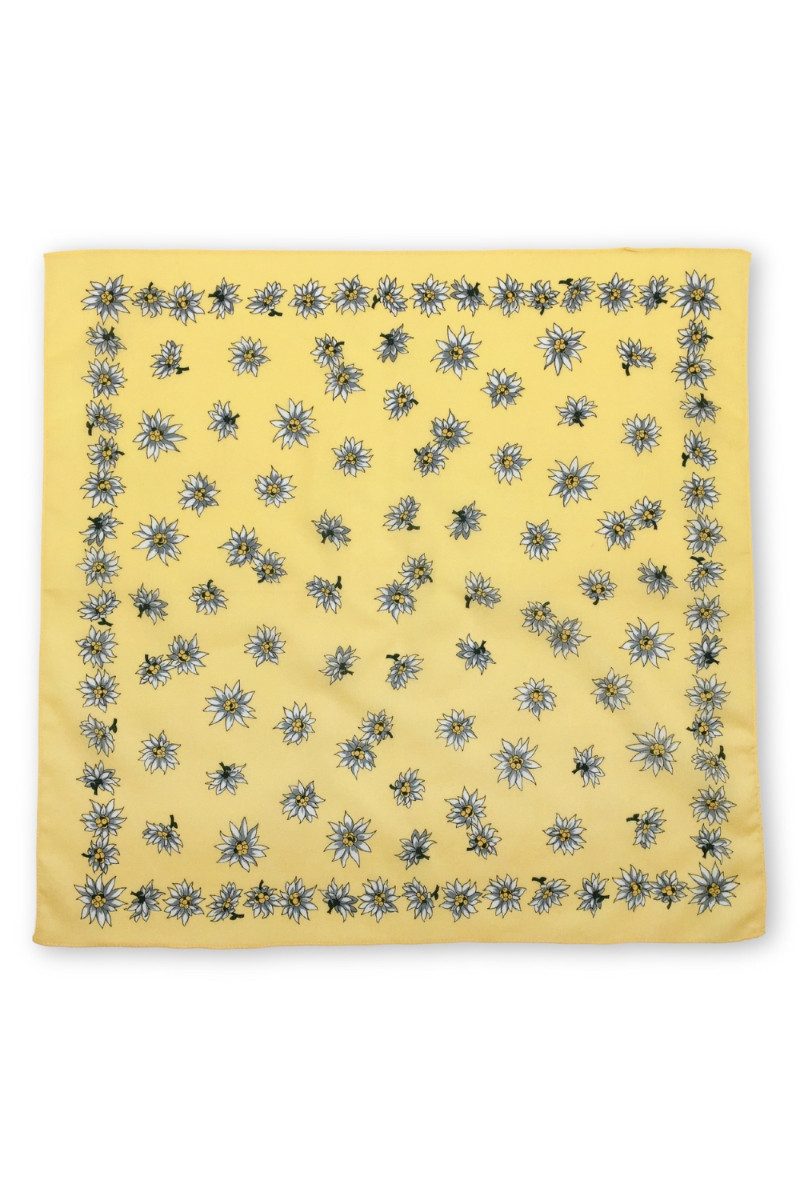 Luise Steiner Halstuch Trachtentuch - ALPENBLUME - bordeaux, flieder, gelb, marine, tanne