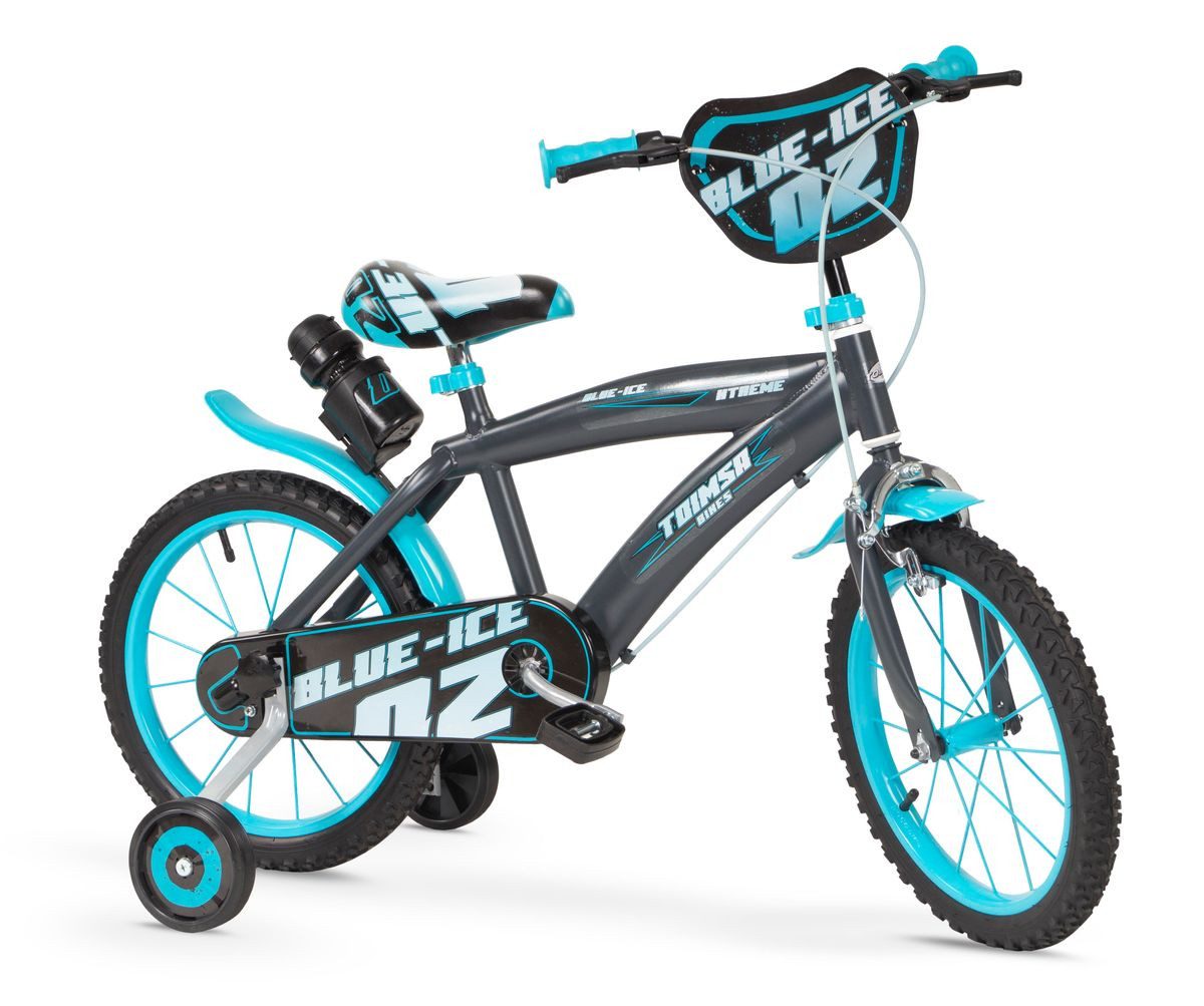 Toimsa Bikes Kinderfahrrad 16 Zoll Kinder Jungen Fahrrad Jungenfahrrad Kinderfahrrad Blau ICE, 1 Gang, Stützräder, Trinkflasche