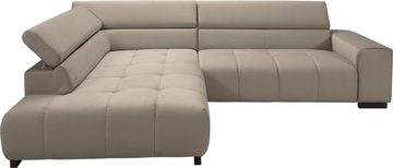 exxpo - sofa fashion Ecksofa Positano, L-Form, 3 verstellbare Kopfstützen, wahlw. mit Bettfunktion u. Kissen