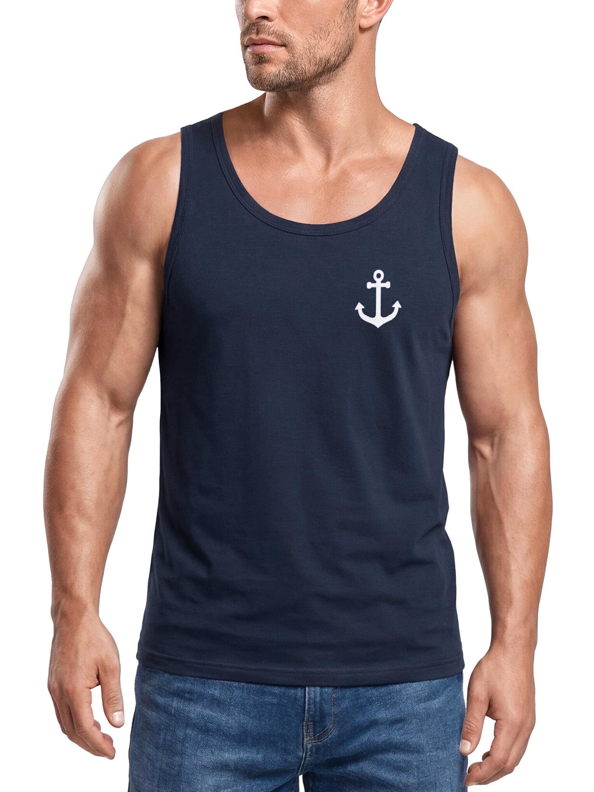 Neverless Tanktop Herren Tank-Top Anker Logo Fashion Maritim Segeln Muskelshirt Sommer mit Print
