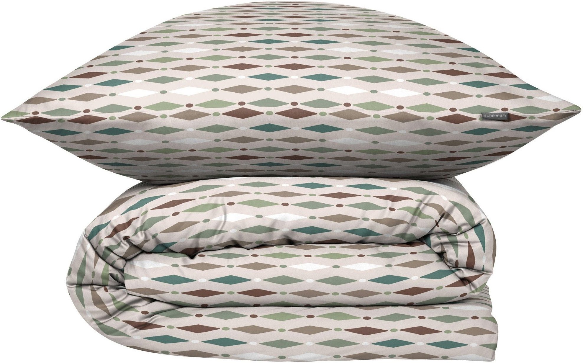 Schiesser Bettwäsche Lotta aus weicher Baumwolle mit grafischem Muster, Renforcé, 2 teilig, OEKO-TEX® MADE IN GREEN