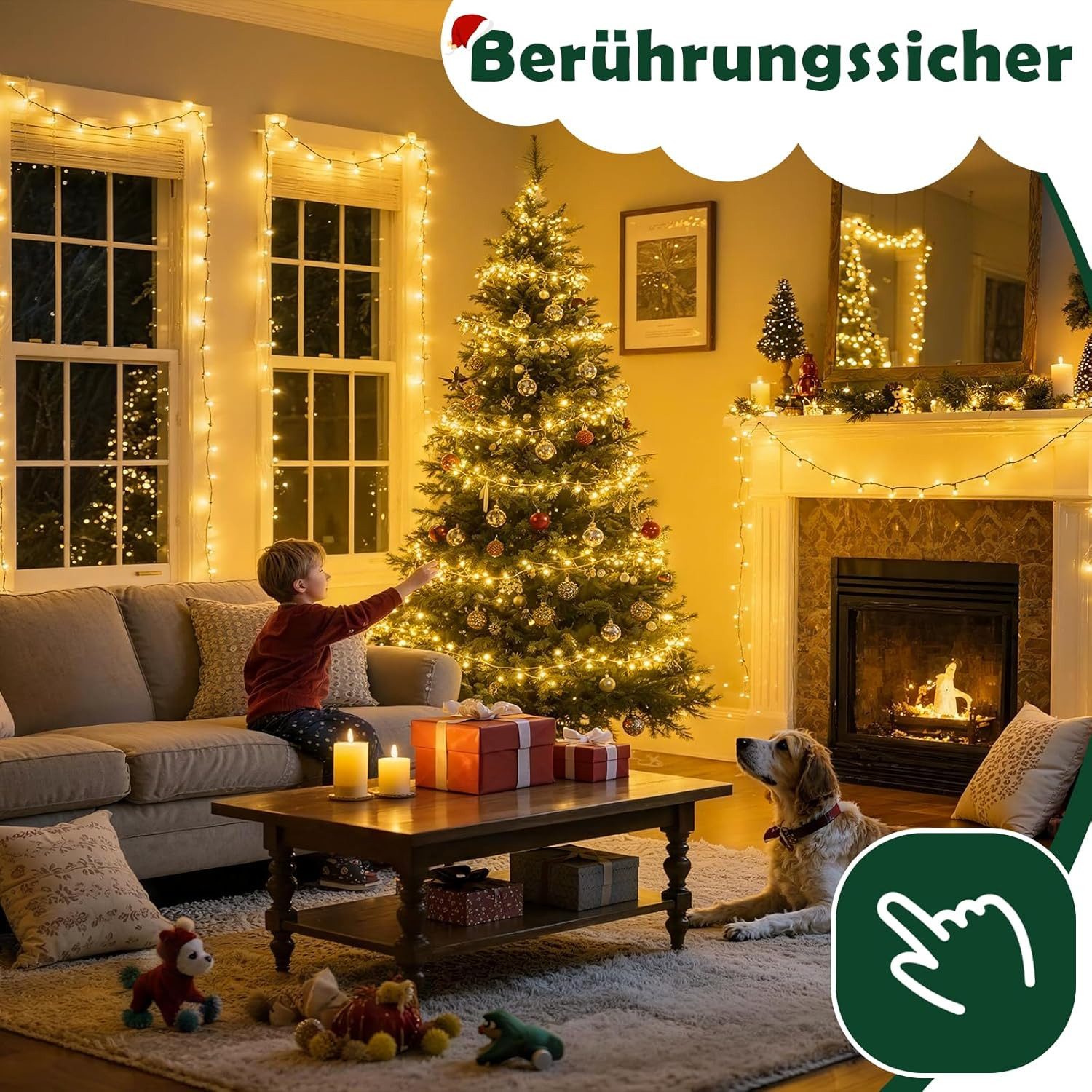 Montegoni LED-Lichterkette 10m Lichterkette warmweiß 100 LED, Weihnachtsdeko, Wasserdicht, Weihnachtsbeleuchtung für den Innen- und Außenbereich – Bild 4 von 5