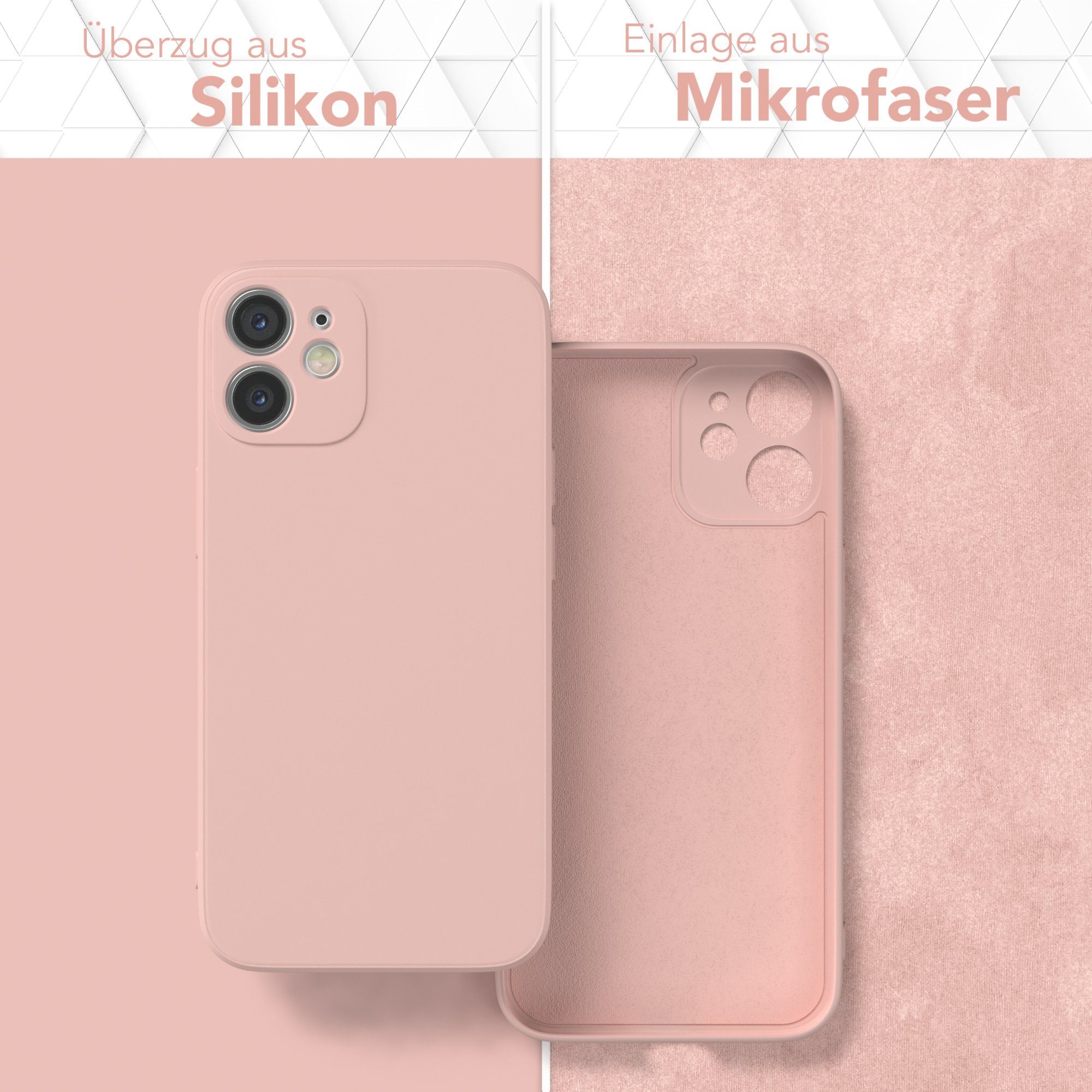 EAZY CASE Handyhülle für Apple iPhone 12 Mini Hülle Silikon 5,4 Zoll, Hülle mit Kameraschutz Bumper Case silikonschutzhülle Rosa / Altrosa