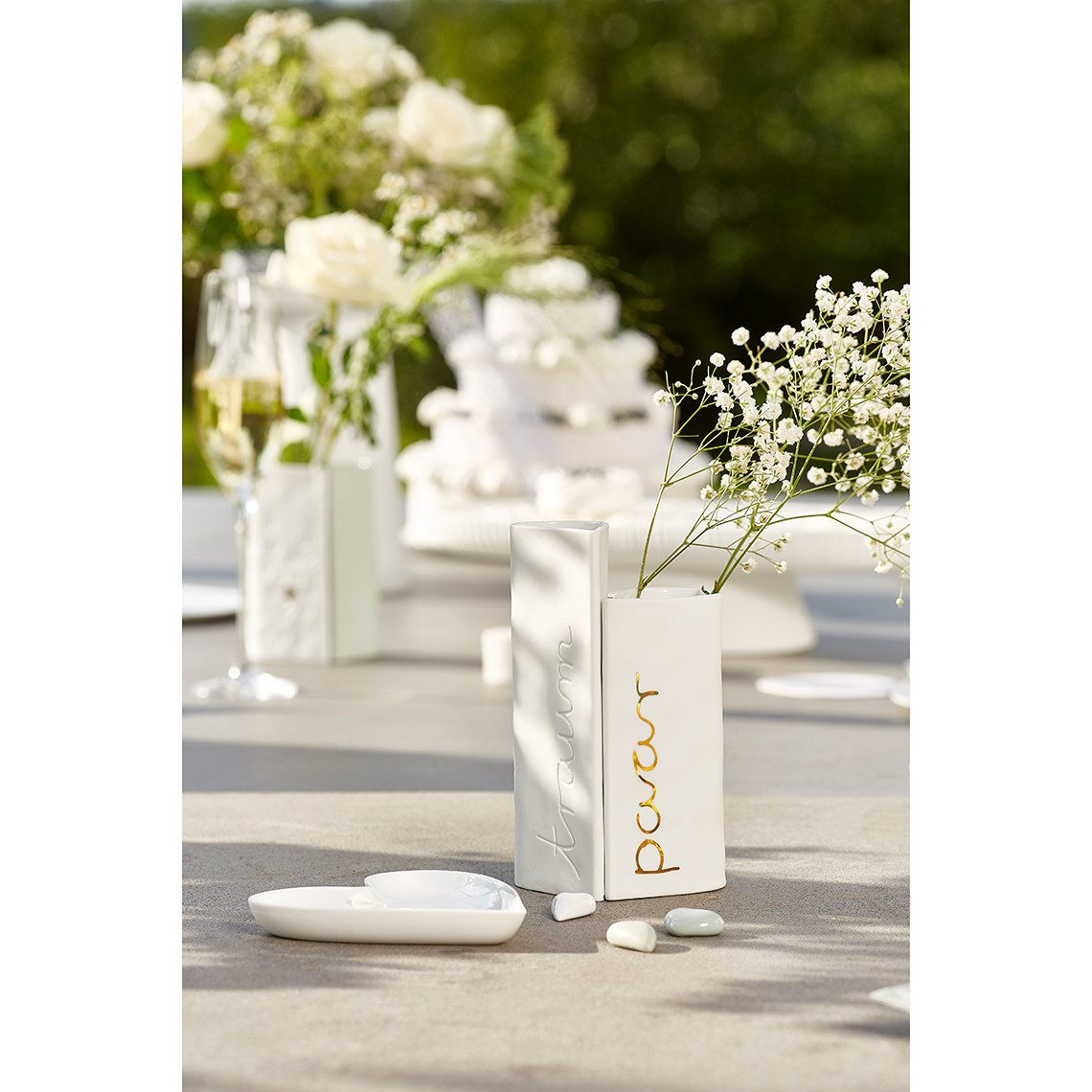 Räder Dekovase räder Hochzeit Vasen Set Traumpaar Porzellan Weiß
