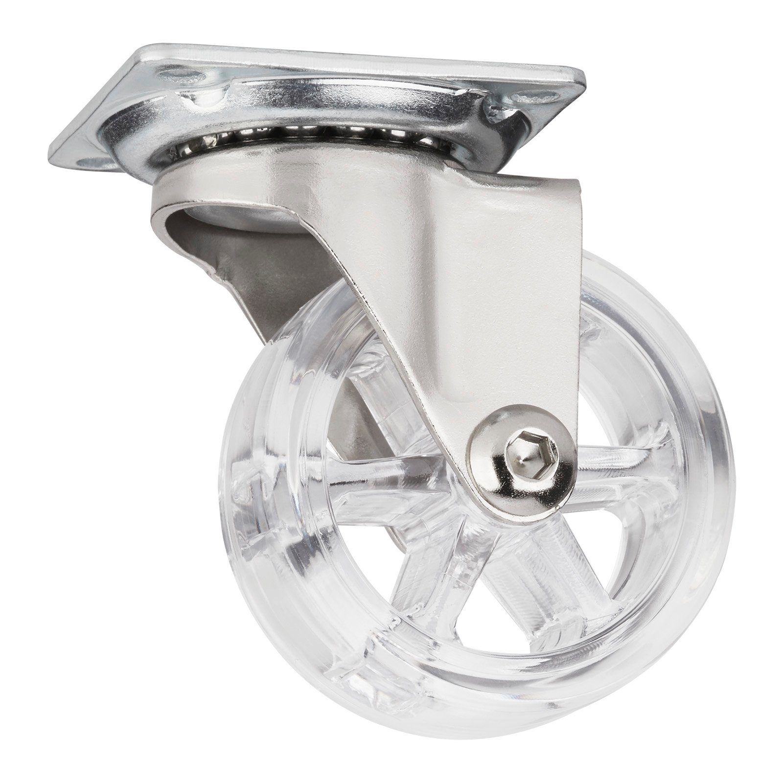 SO-TECH® Möbelrolle RAPID Design Lenkrolle, (1-St), Ø 50 mm transparent ohne Bremse (Feststeller)