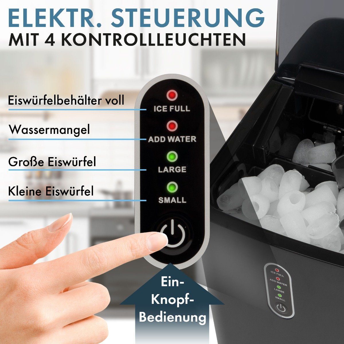 CLATRONIC Elektrischer Eiswürfelbereiter EWB 3798, Eiswürfelmaschine - Eiswürfel in 10 Minuten