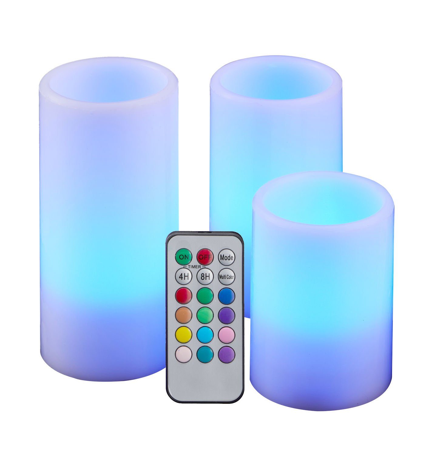 Spetebo LED-Kerze LED Echtwachskerzen Set mit Fernbedienung - 3er Se (Set, 4-tlg., 3x Kerzen 1x Fernbedienung), Echtwachs-Kerze mit LED, unterschiedliche Farbauswahl möglich