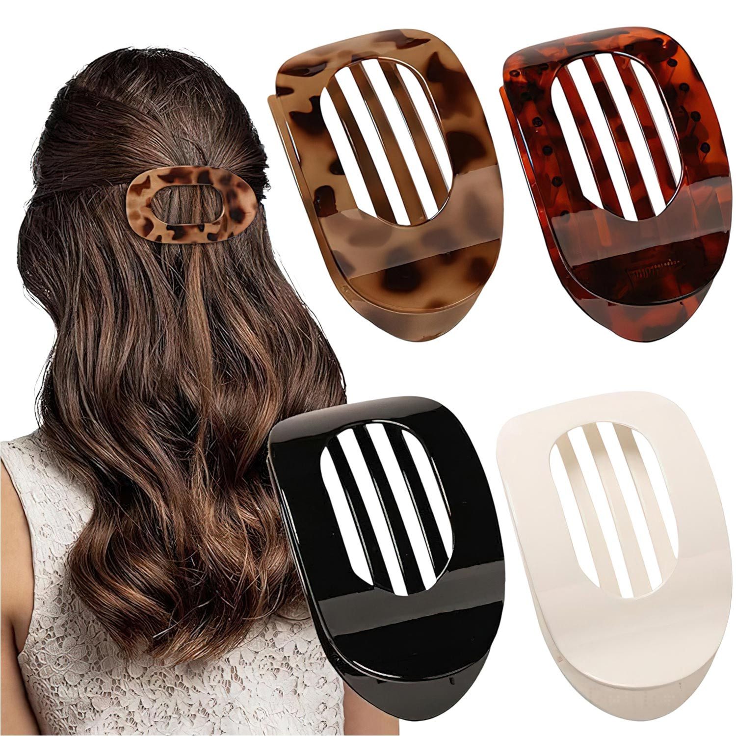 Refttenw Haarspange 4St/6St Damen Haarklammer French Haarschmuck, Flache Haarklammern, Set, 4-tlg.