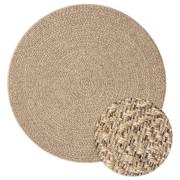 Teppich 120 cm Jute-Optik Innen und Außen, furnicato, Runde