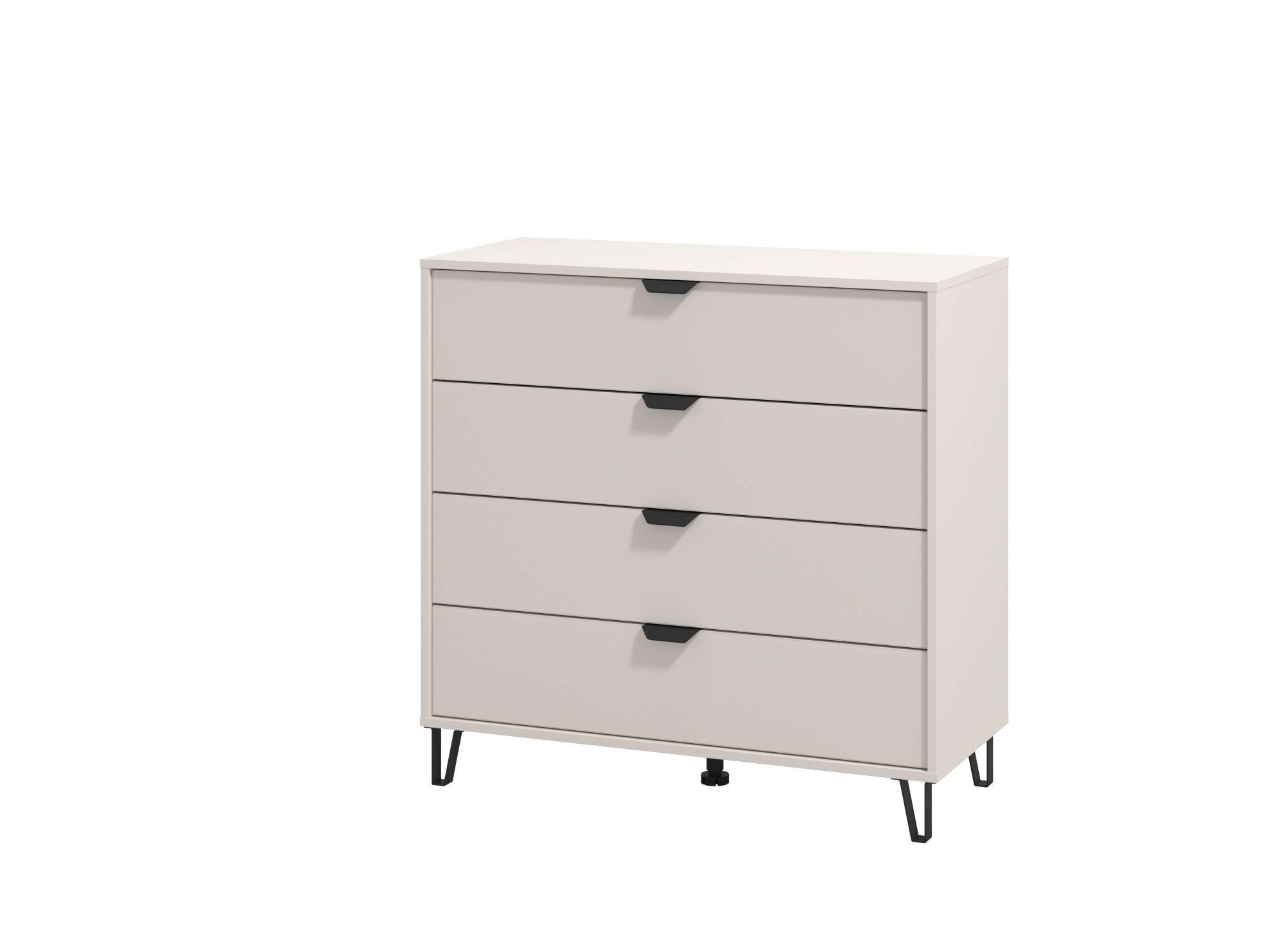INOSIGN Sideboard Lucca Schubkastenkommde, Farbe: Cashmere, 93x40x90,5cm, 4 Schubladen mit Glasfront, FSC®-zertifizierter Holzwerkstoff