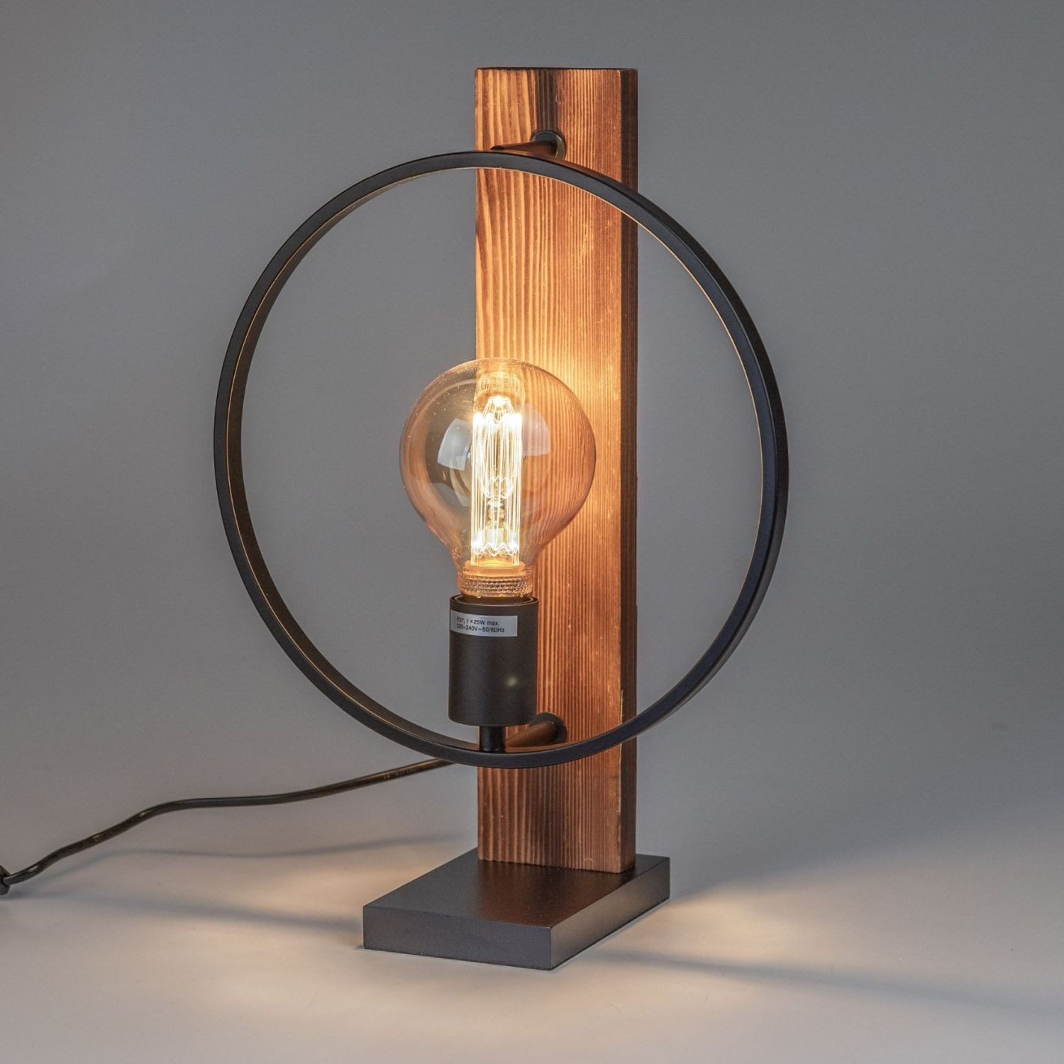 formano Tischleuchte Holzrahmen, LED, Fassung E27, Schwarz, Rahmen, H: 42cm