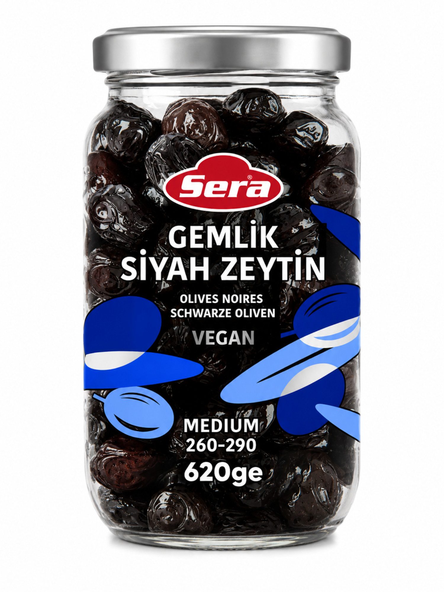 SERA FOOD Antipasti Sera Gemlik Naturgereifte Oliven, 1 x, Premium Qualität, naturgereift, Oliven in Salzlake