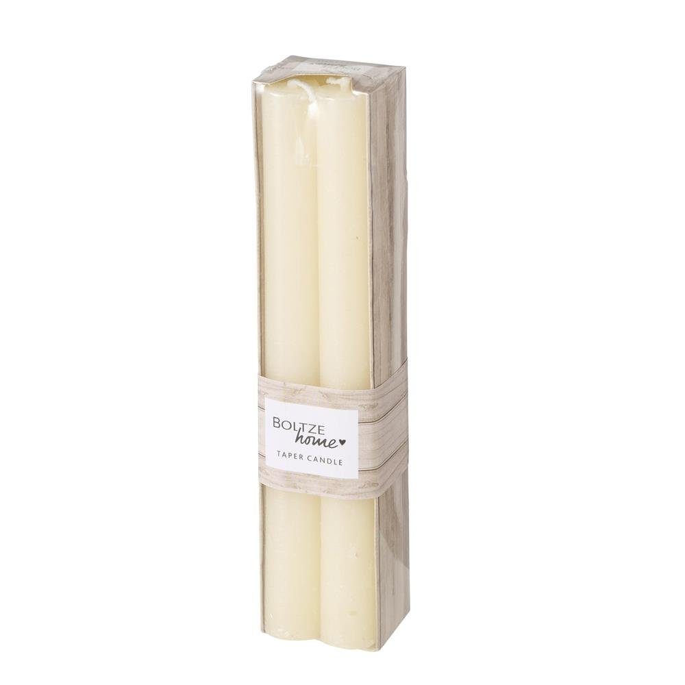 BOLTZE Tafelkerze Stabkerze Melia cremeweiß 4 Stück 20 cm Wachskerzen Leuchterkerzen