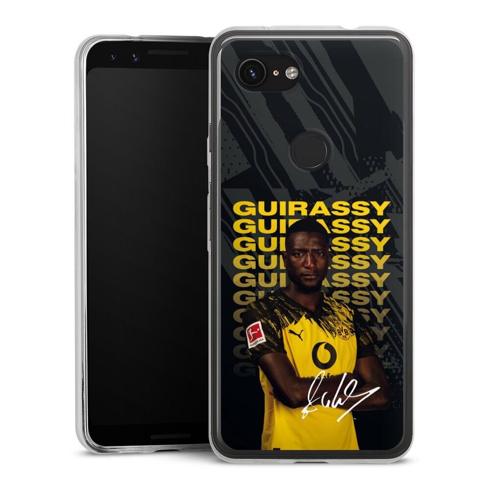 DeinDesign Handyhülle Borussia Dortmund Serhou Guirassy BVB Serhou Guirassy 25/26, Google Pixel 3a Slim Case Silikon Hülle Ultra Dünn Schutzhülle