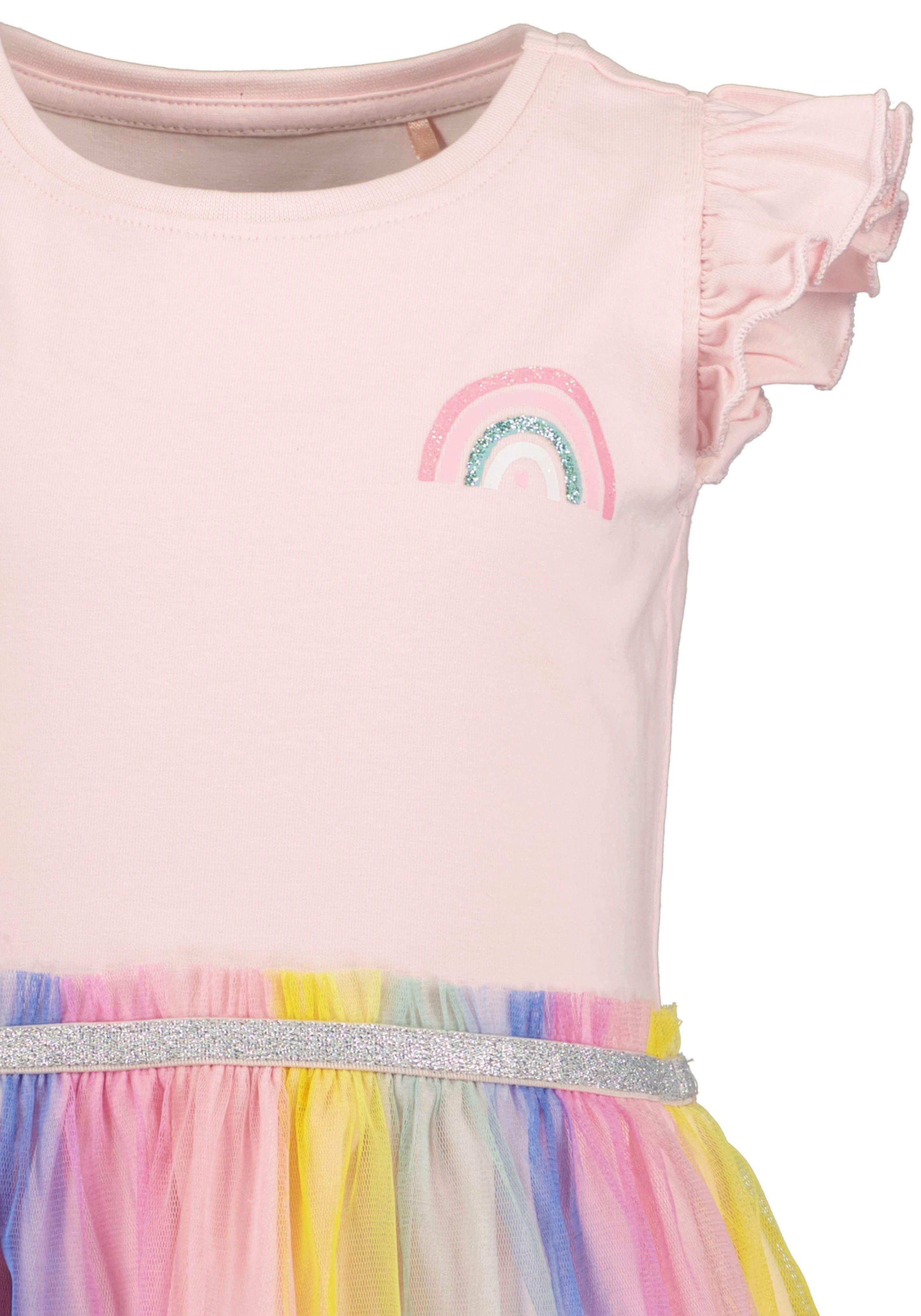 Blue Seven Jerseykleid (1-tlg) mit aufgenähtem, transparentem Tüllrock in Regenbogenfarben