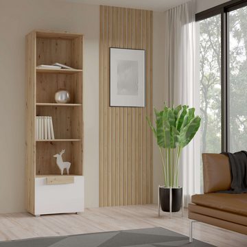 Stylefy Bücherregal Ariana, Highboard, Schrank, mit 1 Tür, 4 offene Fächer, aus Holzwerkstoff, stehend