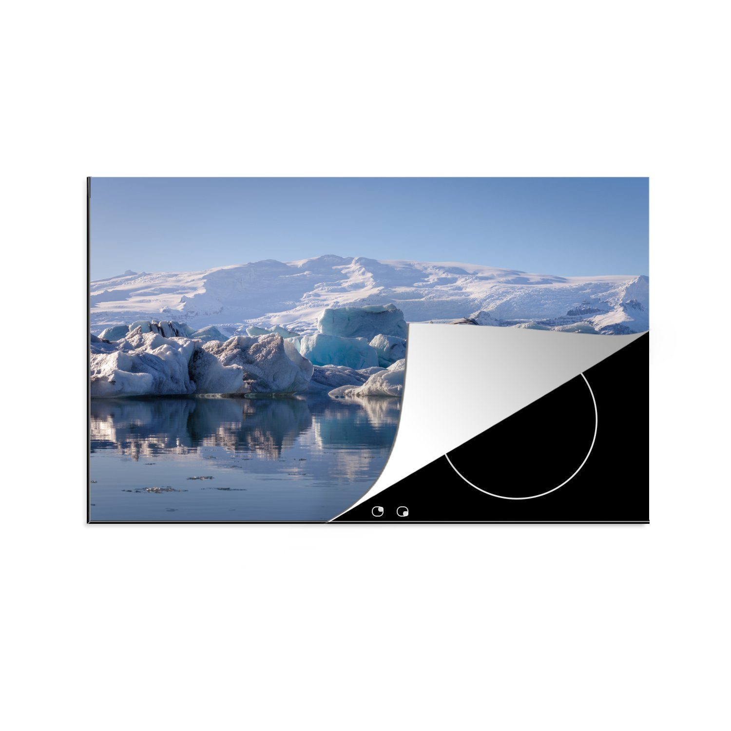 MuchoWow Herdblende-/Abdeckplatte Die gefrorene Landschaft des Vatnajökull-Nationalparks in Island, Vinyl, (1 tlg), 81x52 cm, Induktionskochfeld Schutz für die küche, Ceranfeldabdeckung