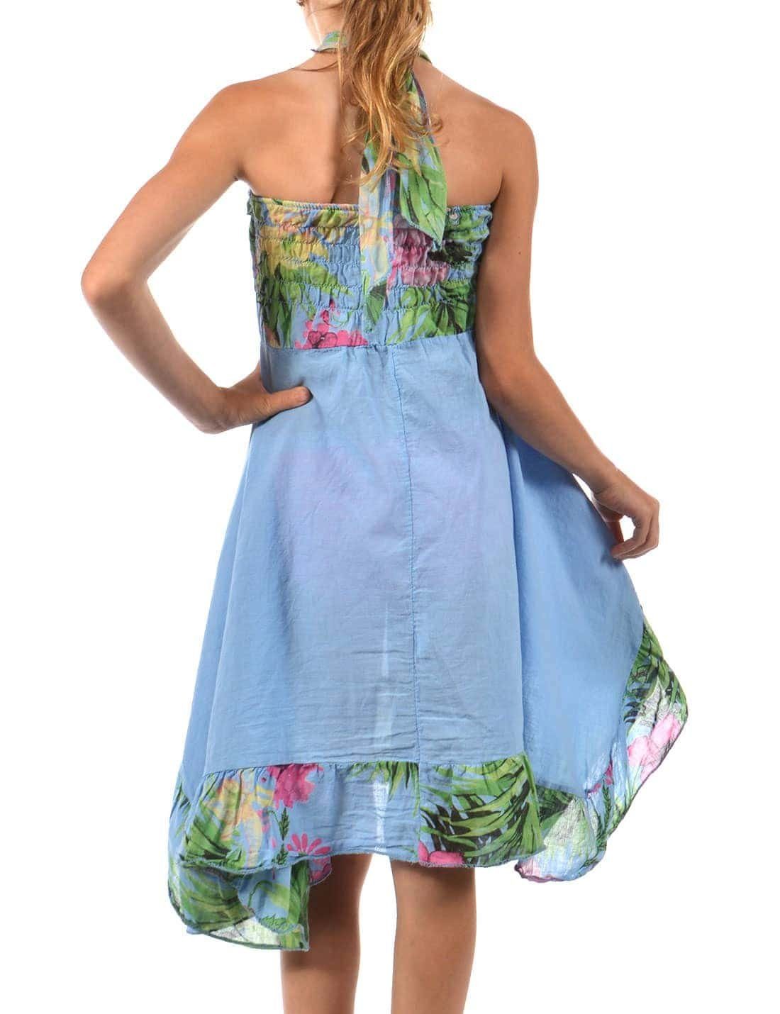 Bund Kleid Sommerkleid (1-tlg) Sommer Schulterfrei,elastischer Blau Mädchen BEZLIT