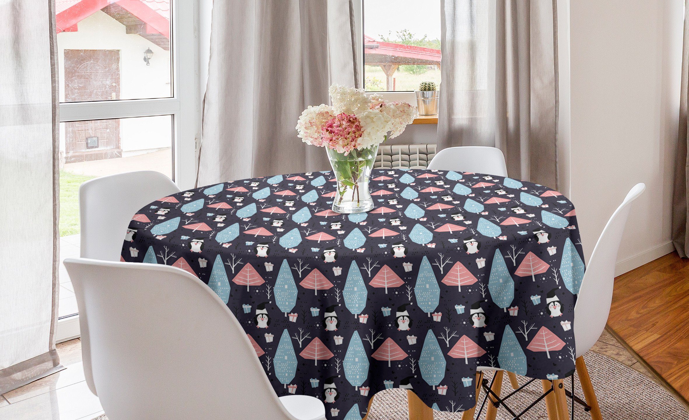 Tischdecke Penguins Dekoration, Northwoods Küche für Abdeckung Tischdecke Boxes Esszimmer Bäume Kreis Abakuhaus